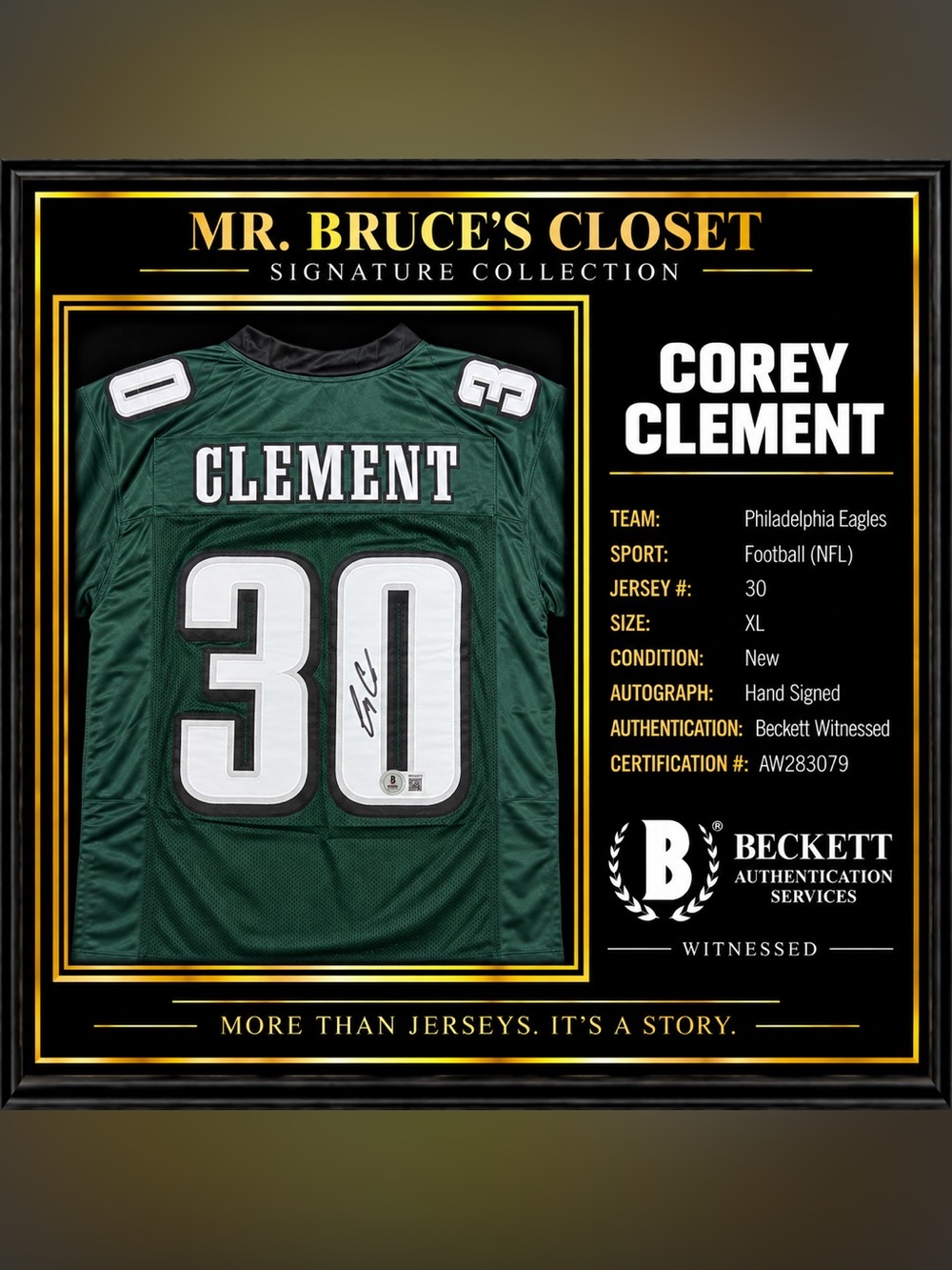NFL Philadelphia Eagles Green Corey Clement Autographed Jersey